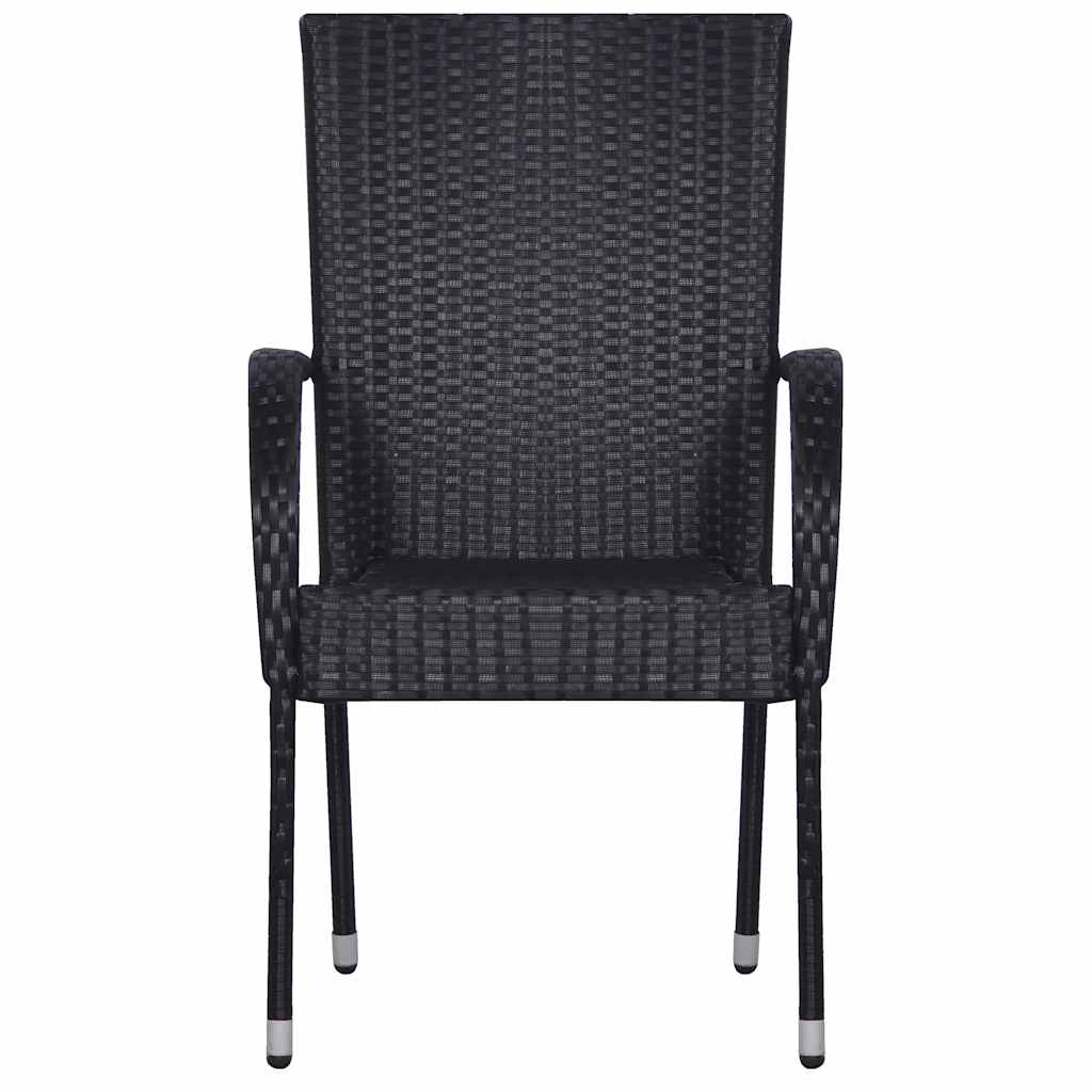7 Piece Garden Dining Set Poly Rattan Black