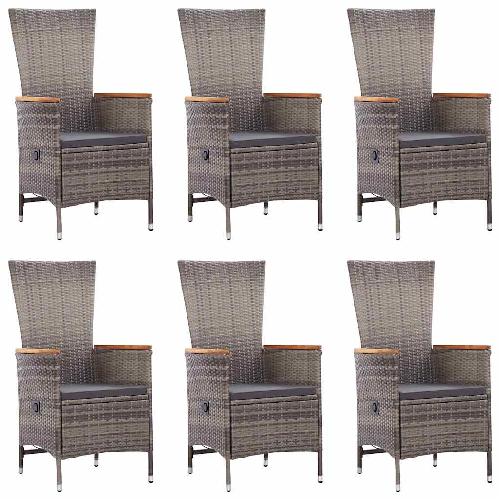 7 Piece Garden Dining Set Poly Rattan Grey