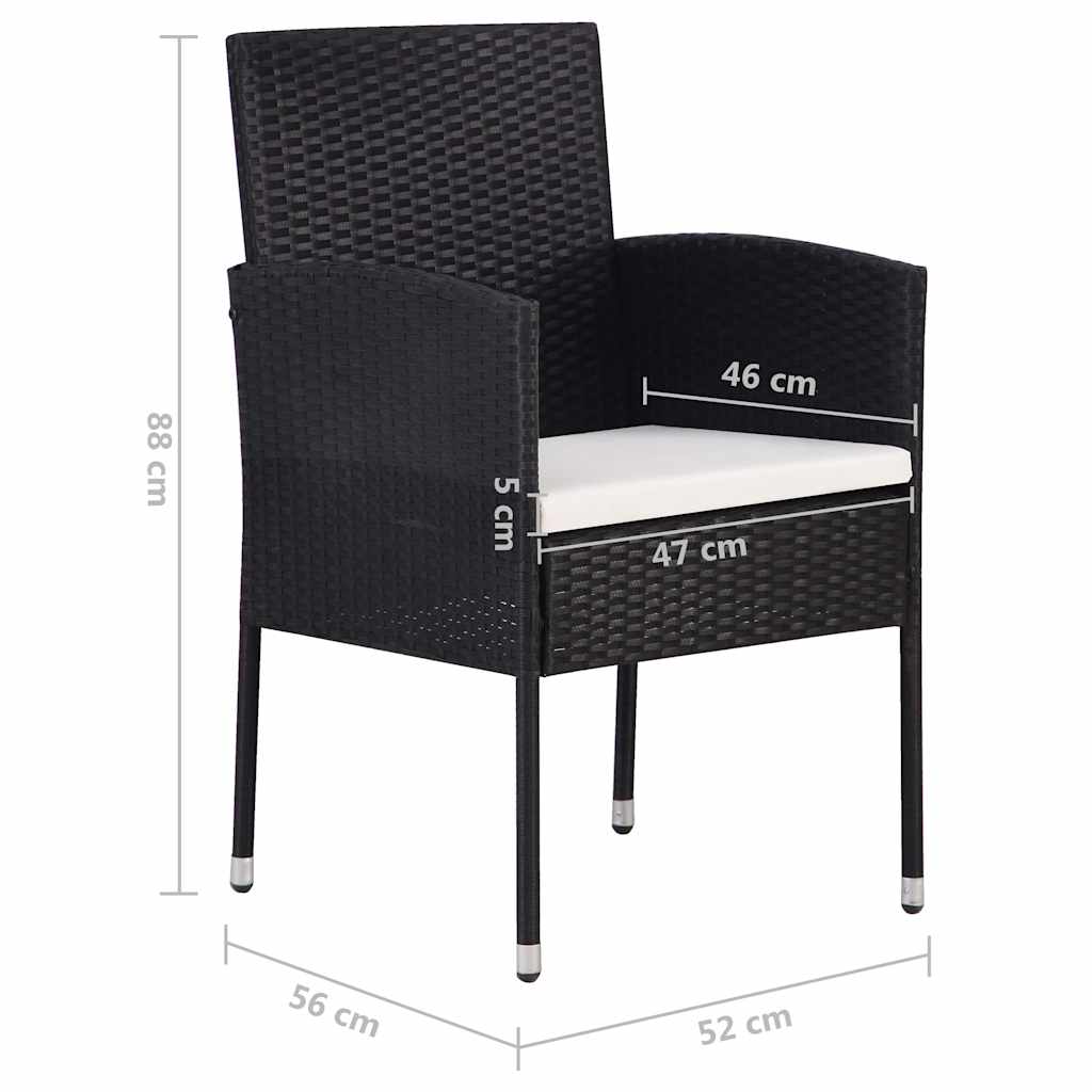 5 Piece Garden Dining Set Black
