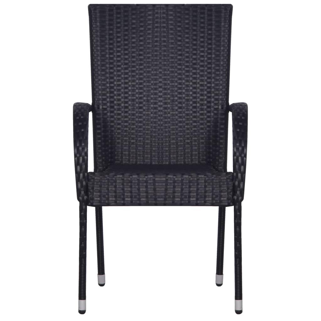 5 Piece Garden Dining Set Poly Rattan Black