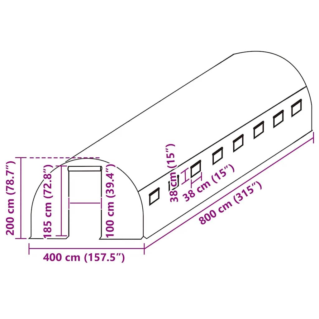 Greenhouse Replacement Cover (32 m²) 400x800x200 cm Green