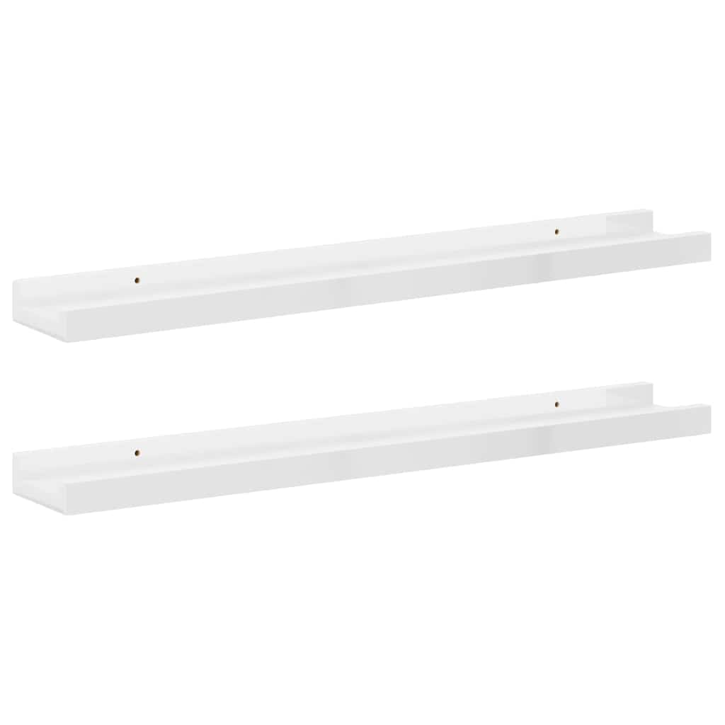 Wall Shelves 2 pcs High Gloss White 60x9x3 cm
