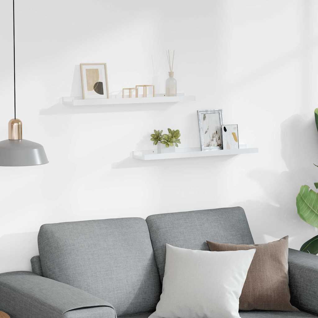 Wall Shelves 2 pcs High Gloss White 60x9x3 cm