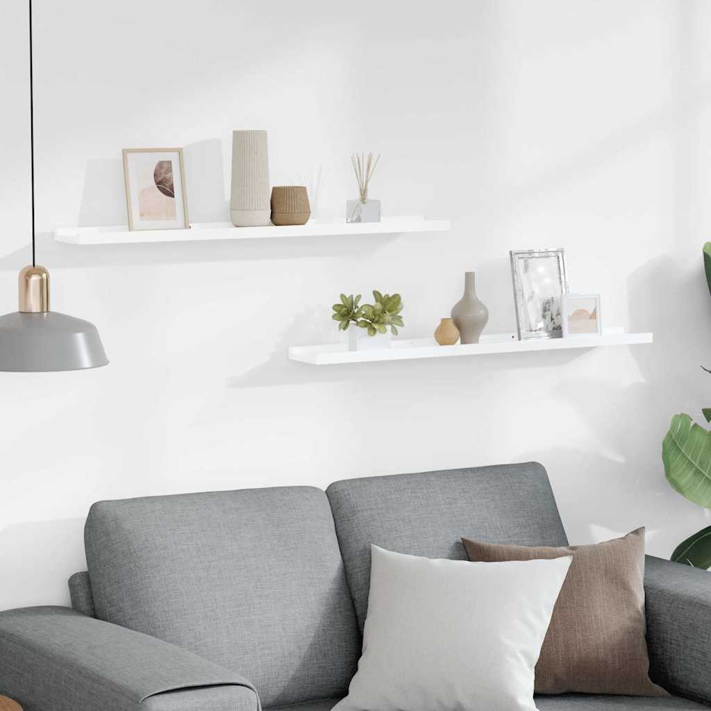 Wall Shelves 2 pcs High Gloss White 80x9x3 cm