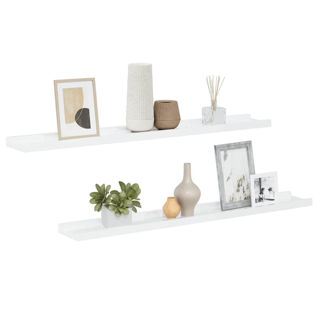 Wall Shelves 2 pcs High Gloss White 80x9x3 cm