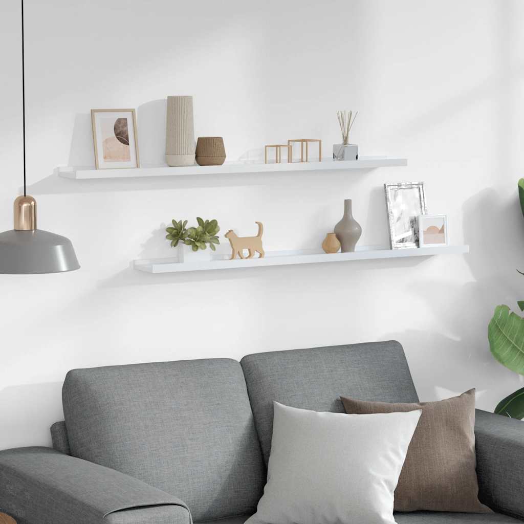 Wall Shelves 2 pcs White 100x9x3 cm