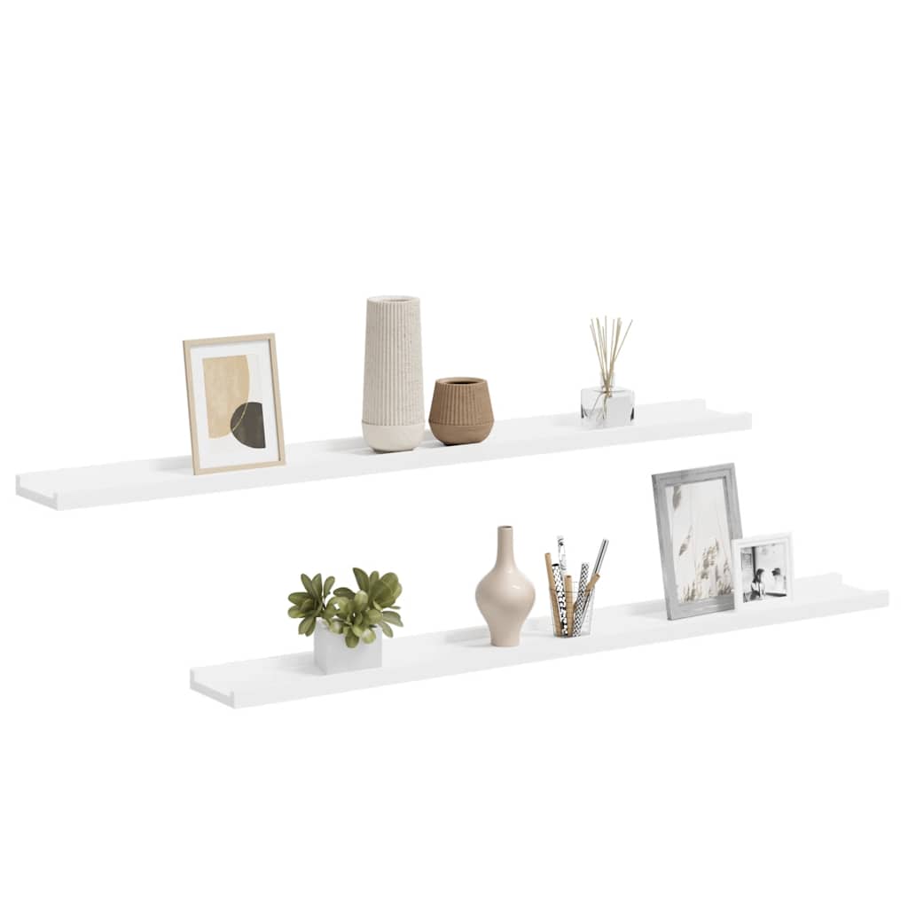 Wall Shelves 2 pcs White 100x9x3 cm