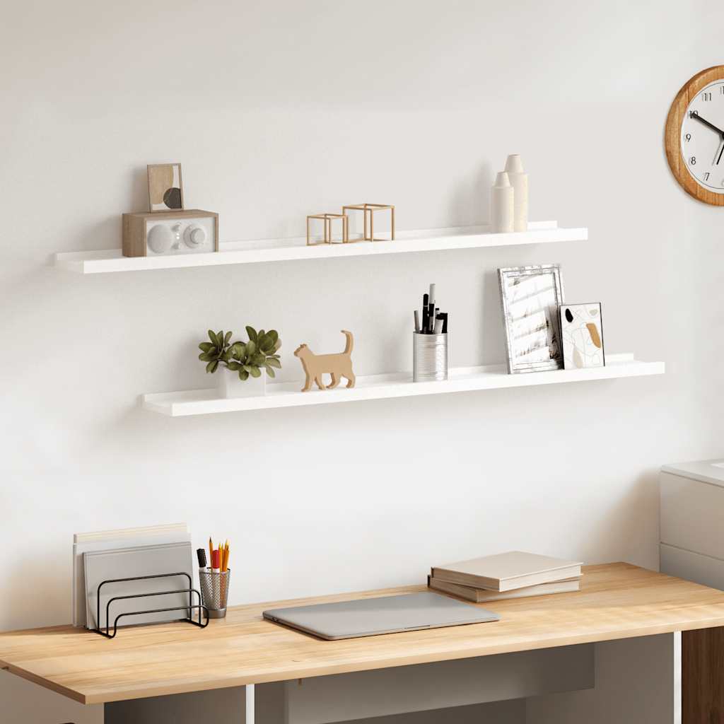 Wall Shelves 2 pcs White 100x9x3 cm