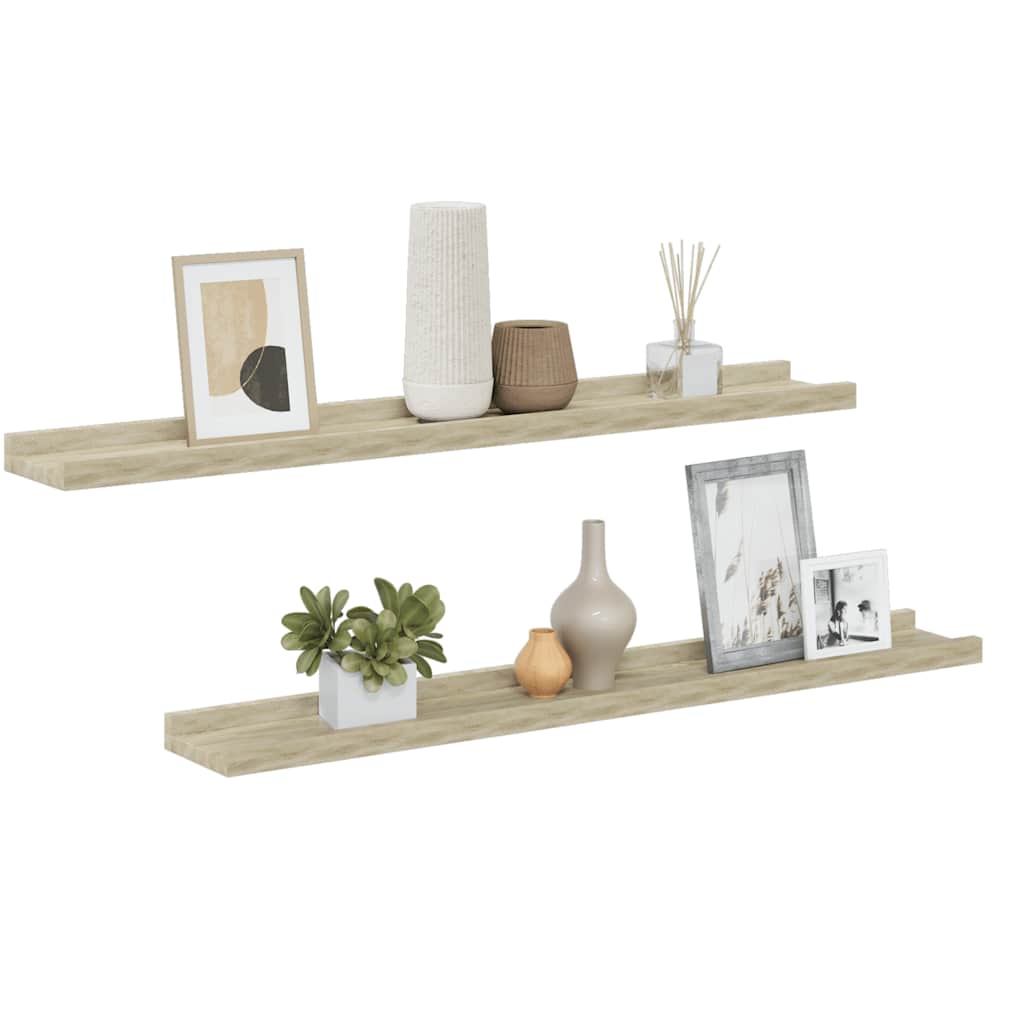 Wall Shelves 2 pcs Sonoma Oak 80x9x3 cm