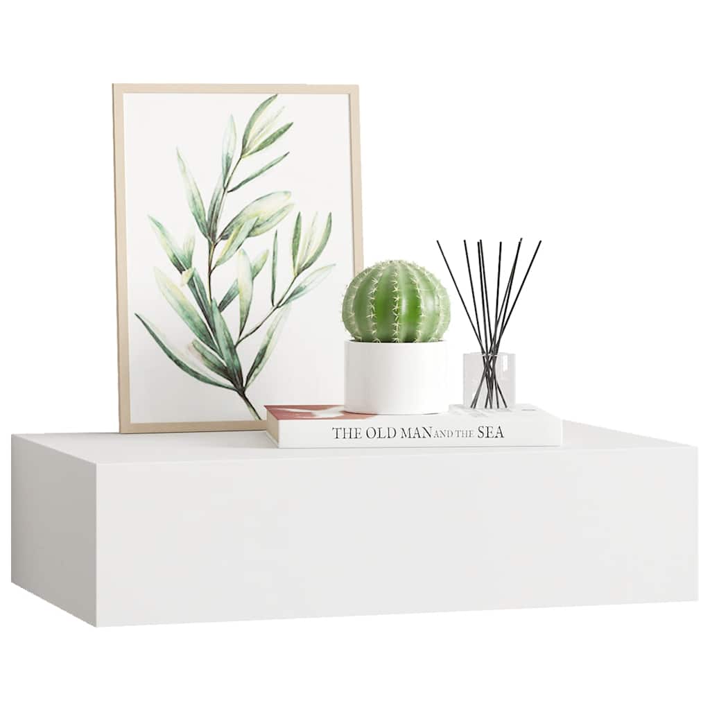 Wall-mounted Drawer Shelf White 40x23.5x10cm MDF