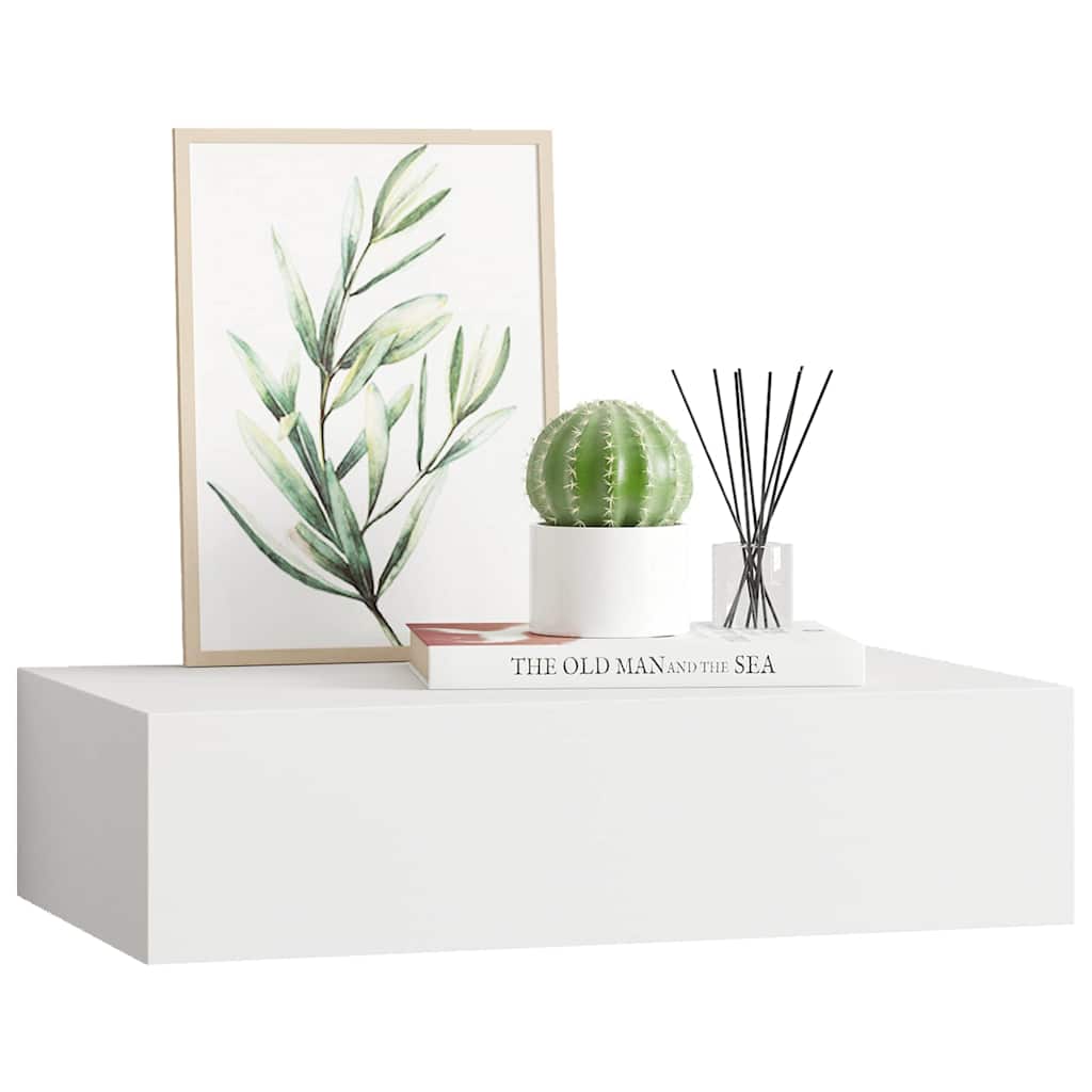 Wall-mounted Drawer Shelf White 40x23.5x10cm MDF