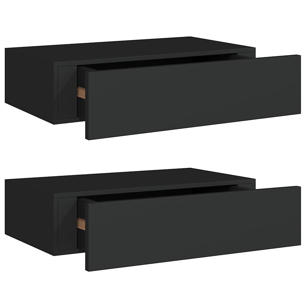Wall-mounted Drawer Shelves 2 pcs Black 40x23.5x10cm MDF