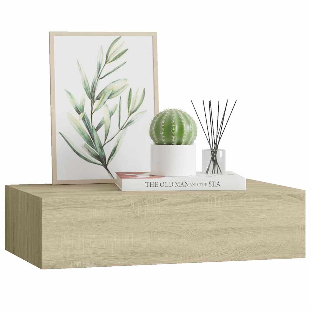 Wall-mounted Drawer Shelf Oak 40x23.5x10cm MDF