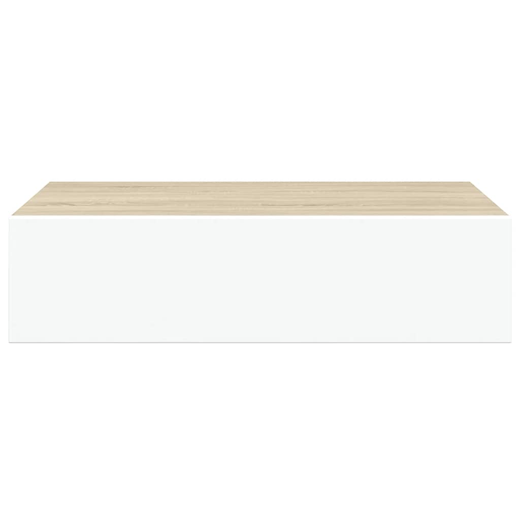 Wall Drawer Shelves 2 pcs Oak and White 40x23.5x10cm MDF