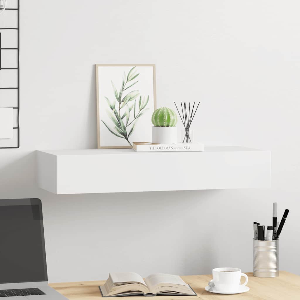 Wall-mounted Drawer Shelf White 60x23.5x10 cm MDF
