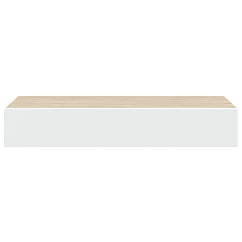 Wall Drawer Shelves 2 pcs Oak and White 60x23.5x10cm MDF