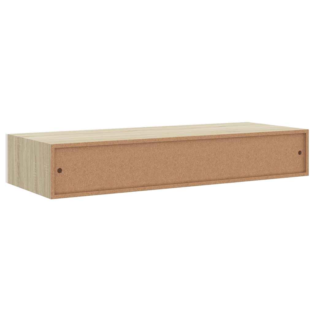 Wall Drawer Shelves 2 pcs Oak and White 60x23.5x10cm MDF