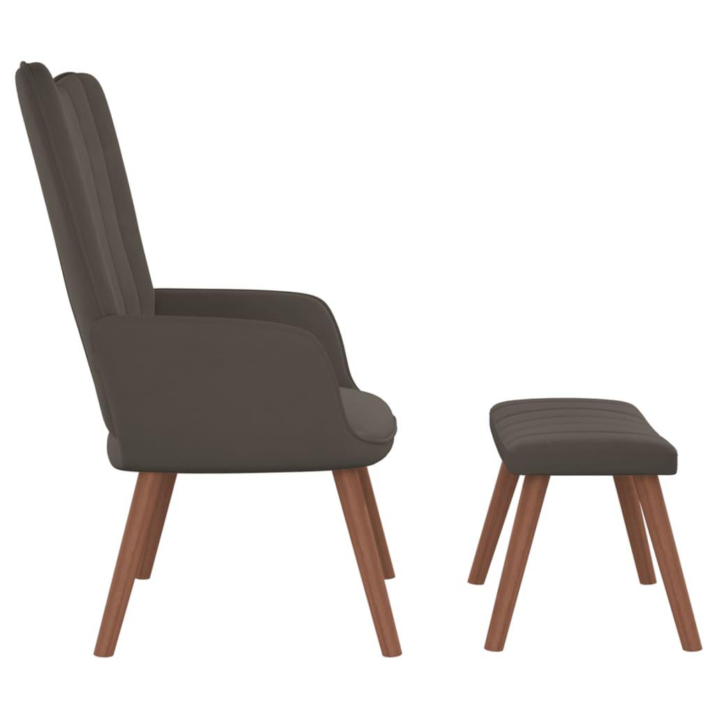 Relaxing Chair with a Stool Dark Grey Velvet