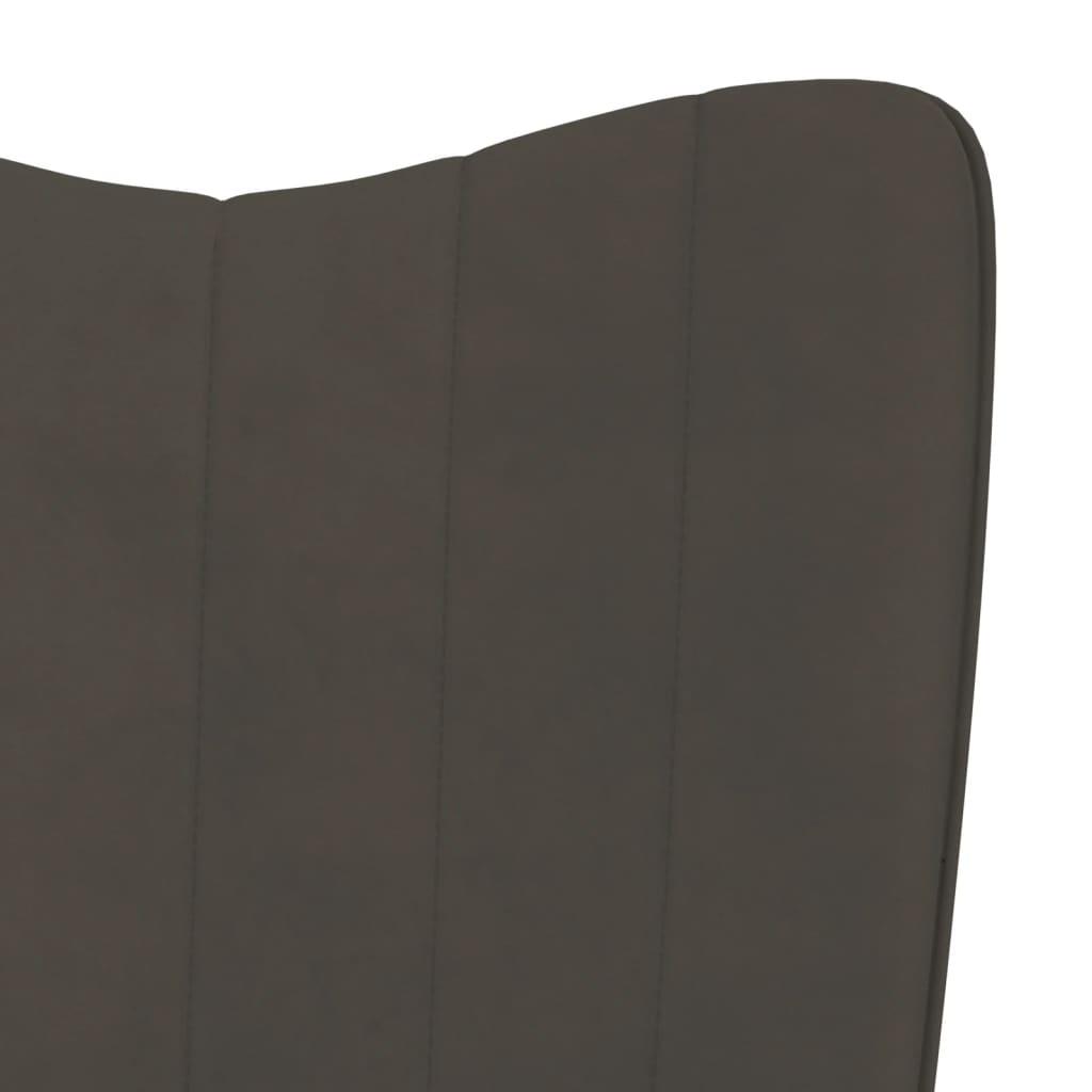 Relaxing Chair with a Stool Dark Grey Velvet