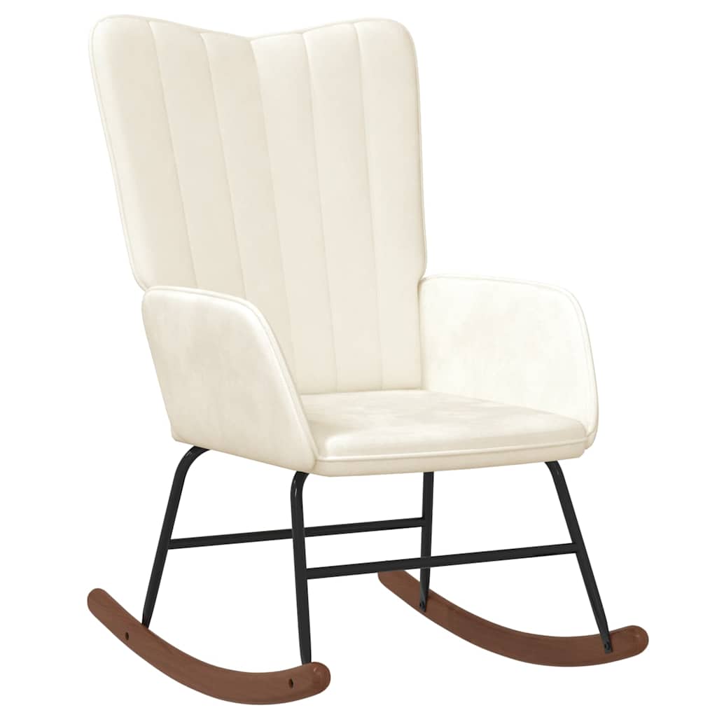 Rocking Chair Cream White Velvet