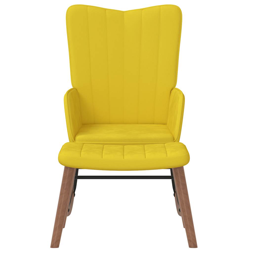 Rocking Chair with a Stool Mustard Yellow Velvet