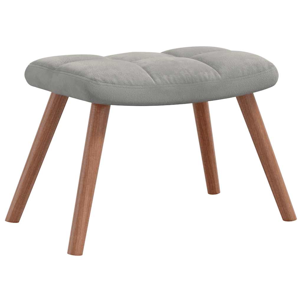 Relaxing Chair with a Stool Light Grey Velvet