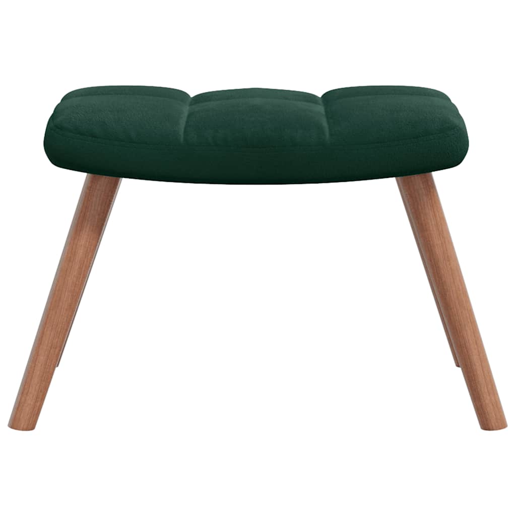 Relaxing Chair with a Stool Dark Green Velvet