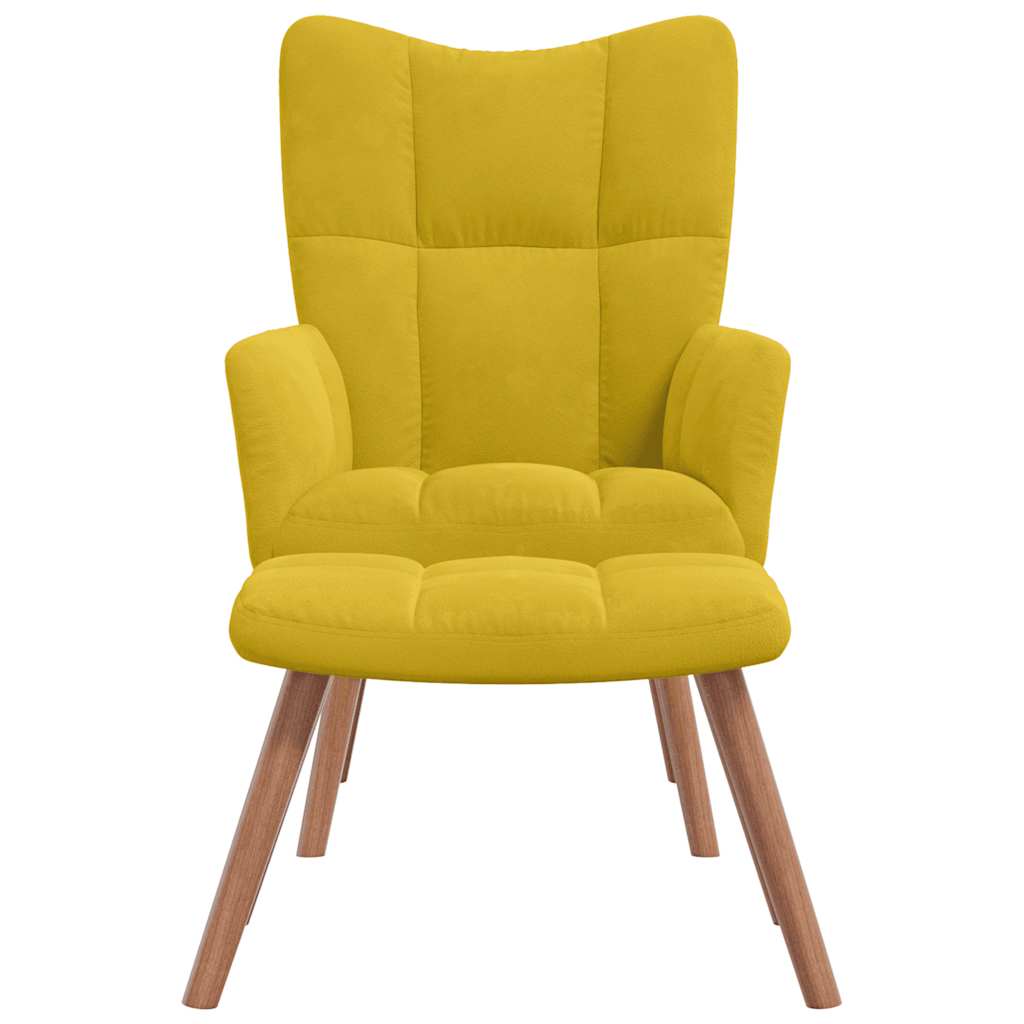 Relaxing Chair with a Stool Mustard Yellow Velvet