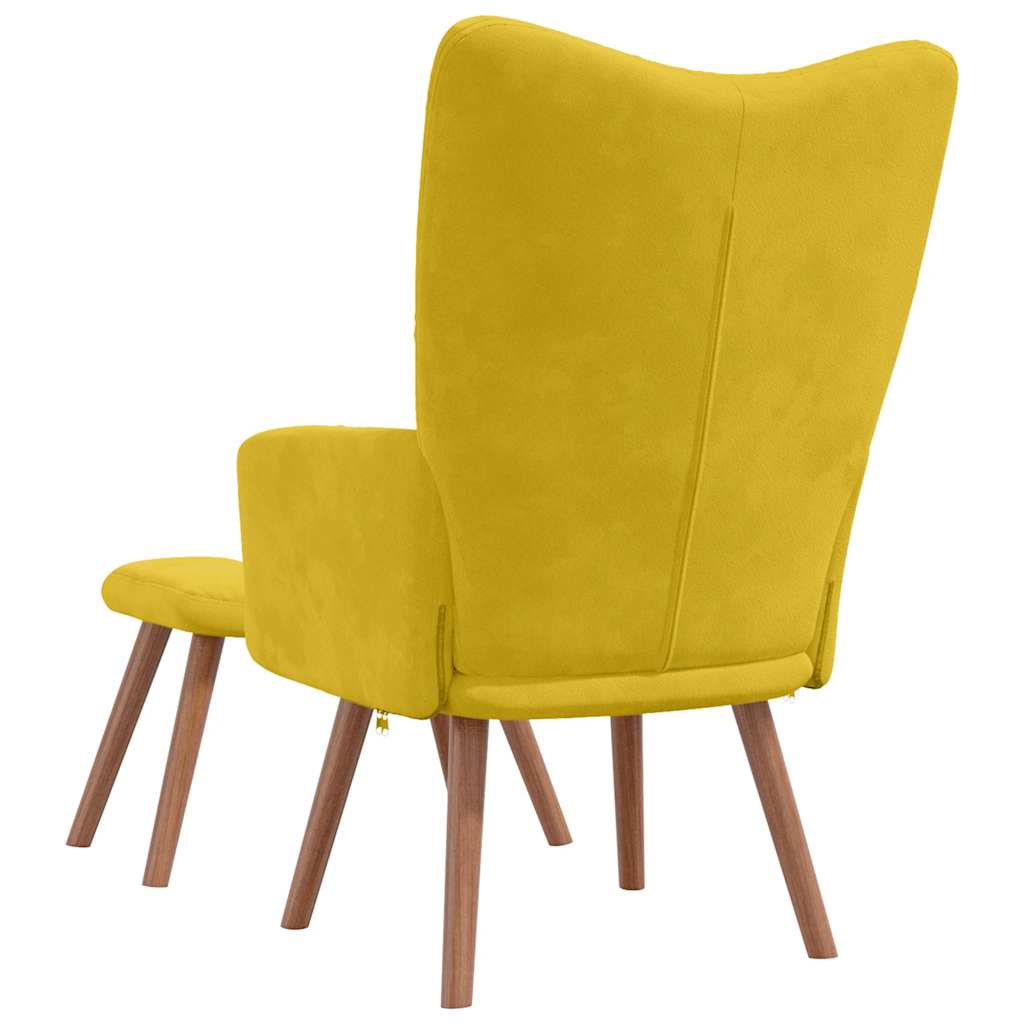 Relaxing Chair with a Stool Mustard Yellow Velvet
