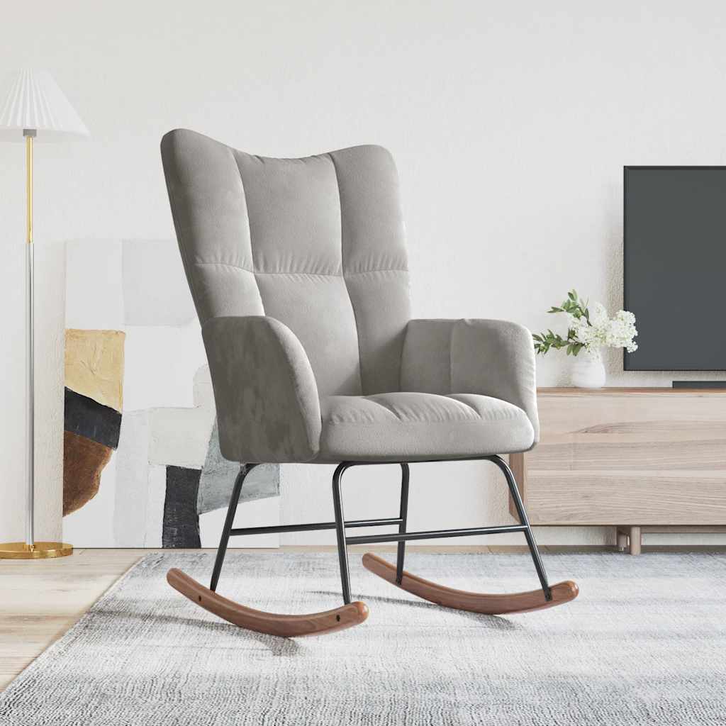 Rocking Chair Light Grey Velvet