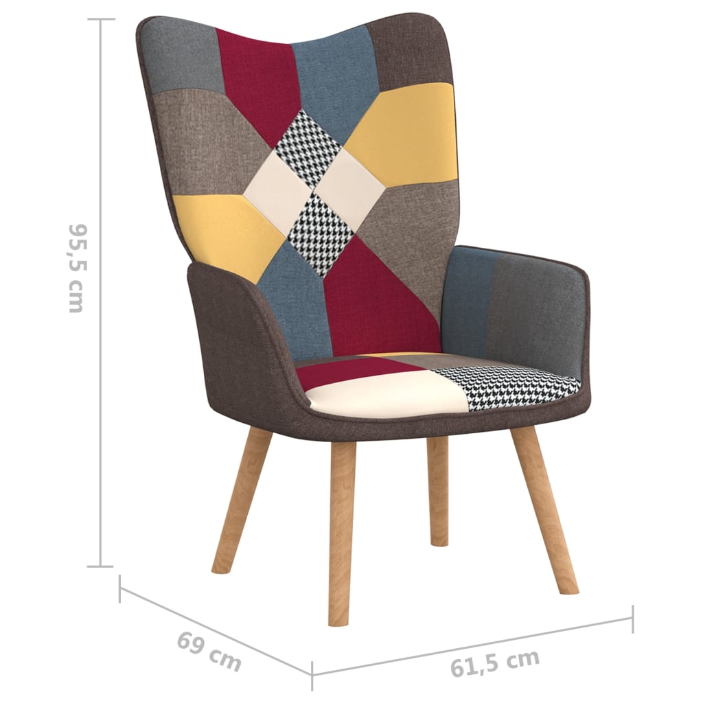Relaxing Chair with a Stool Patchwork Fabric