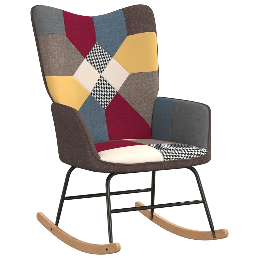 Rocking Chair with a Stool Patchwork Fabric