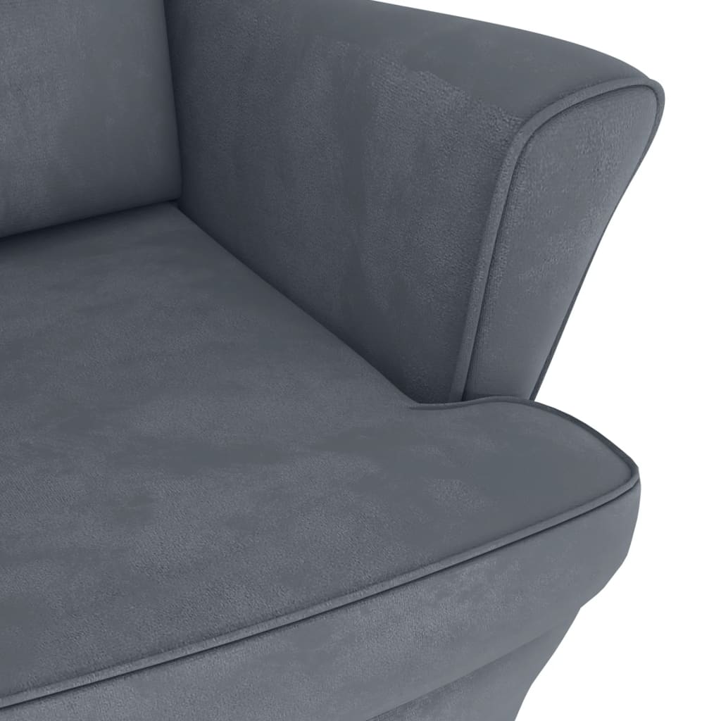 Rocking Chair Wingback Dark Grey Velvet and Solid Wood