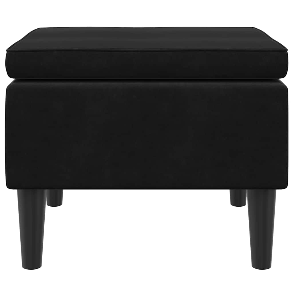 Stool with Wooden Legs Black Velvet
