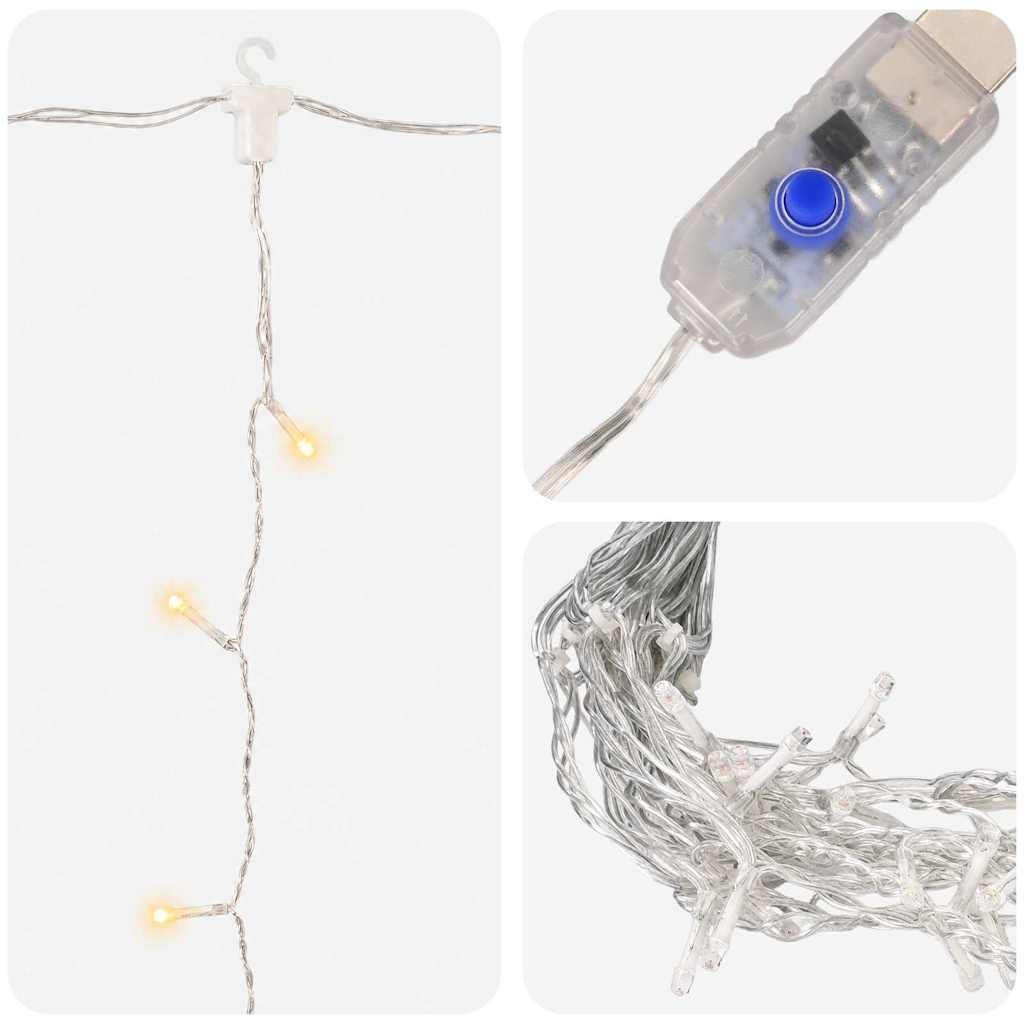 LED Curtain Fairy Lights 3x3m 300 LED Warm White 8 Function