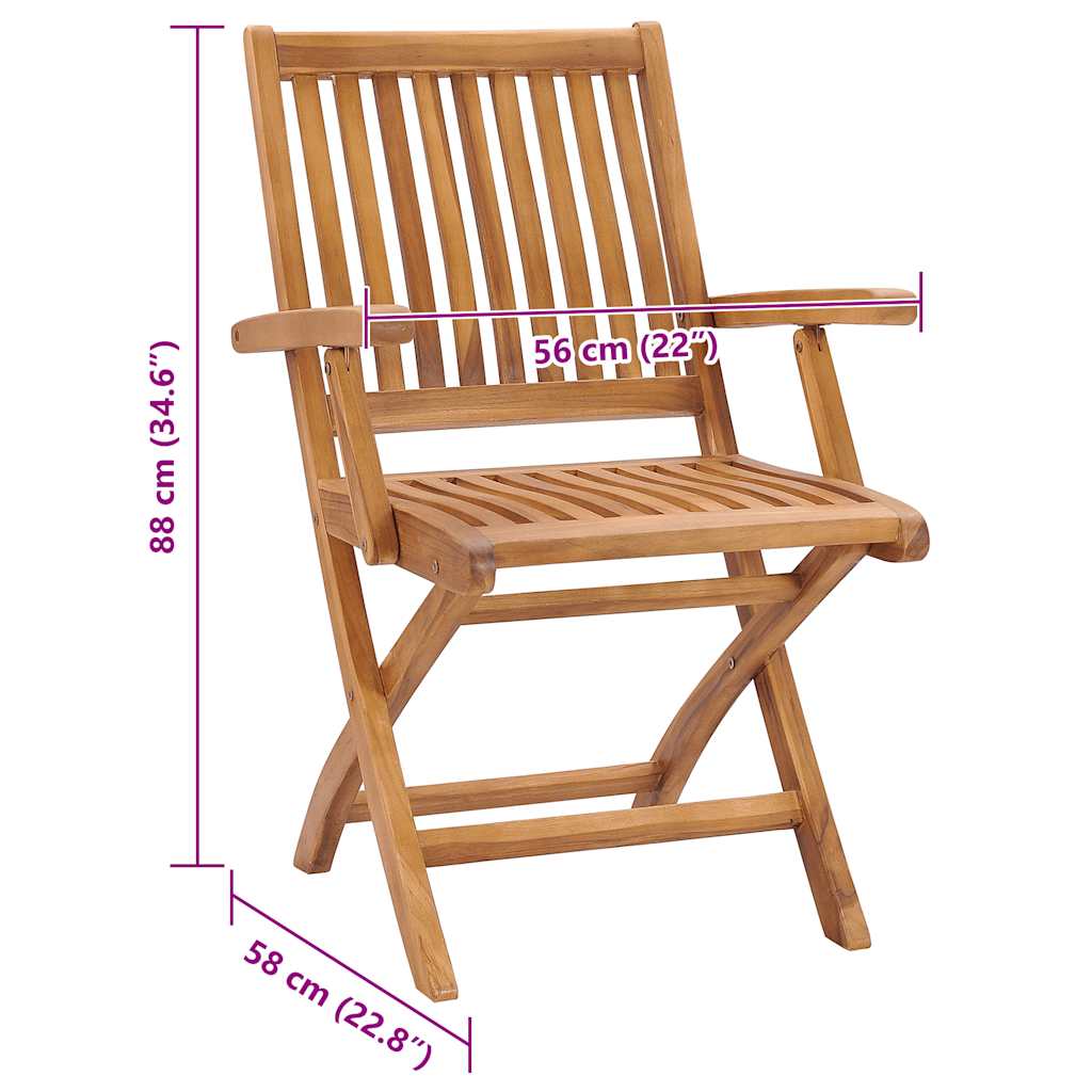 Folding Garden Chairs with Cushions 4 pcs Solid Teak Wood