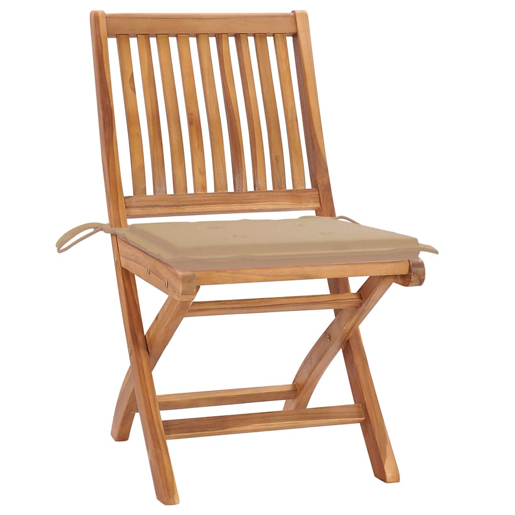 Folding Chairs with Cushions 8 pcs Solid Teak Wood
