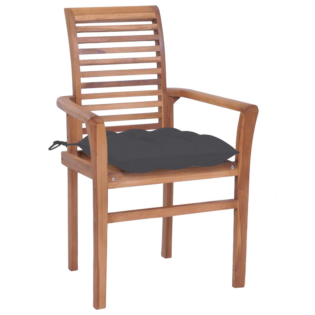 Dining Chairs 6 pcs with Anthracite Cushions Solid Teak Wood
