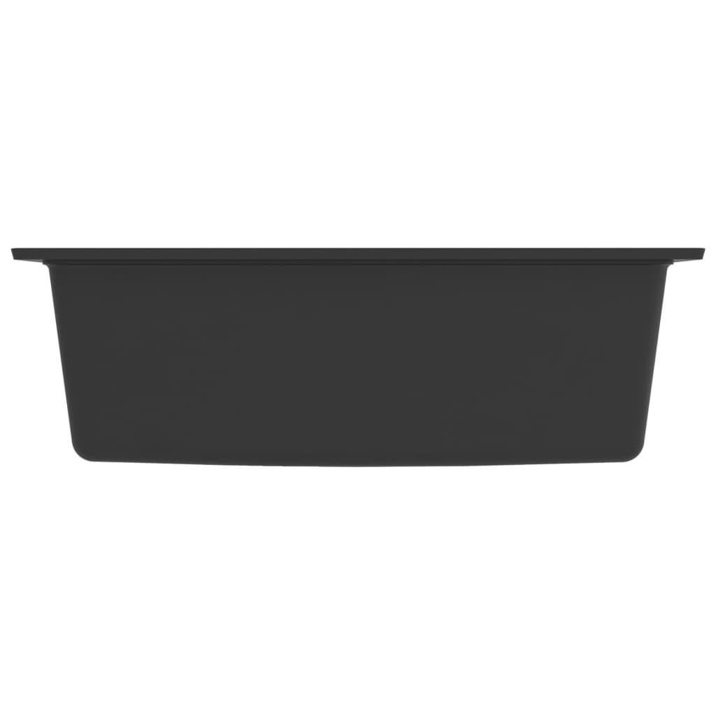 Kitchen Sink with Overflow Hole Black Granite