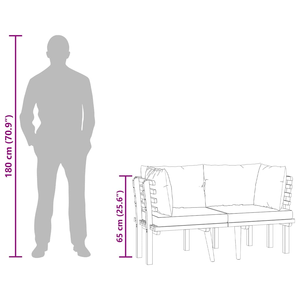 2-Seater Garden Sofa with Cushions Solid Acacia Wood