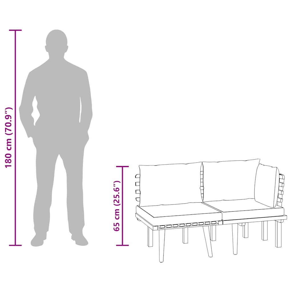 2 Piece Garden Lounge Set with Cushions Solid Acacia Wood