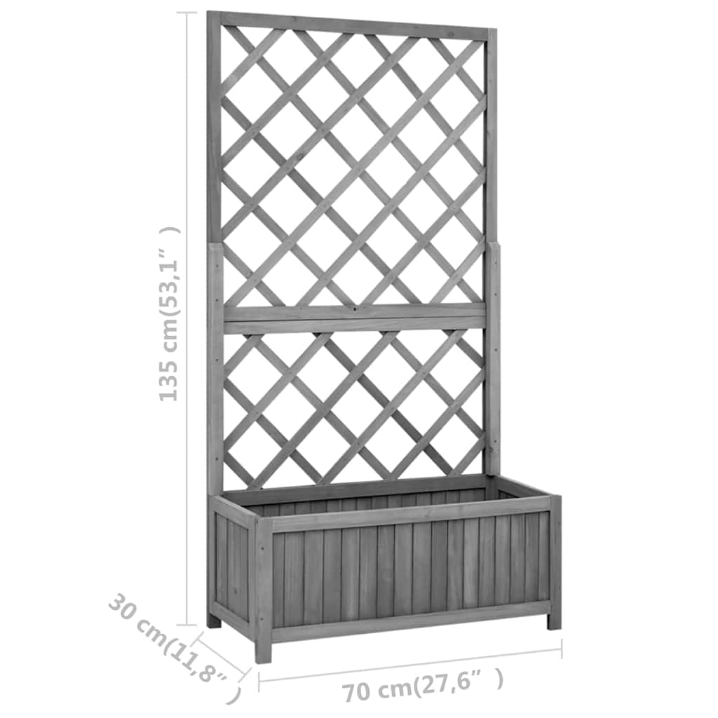 Garden Trellis Planter Black 70x30x135 cm Solid Firwood