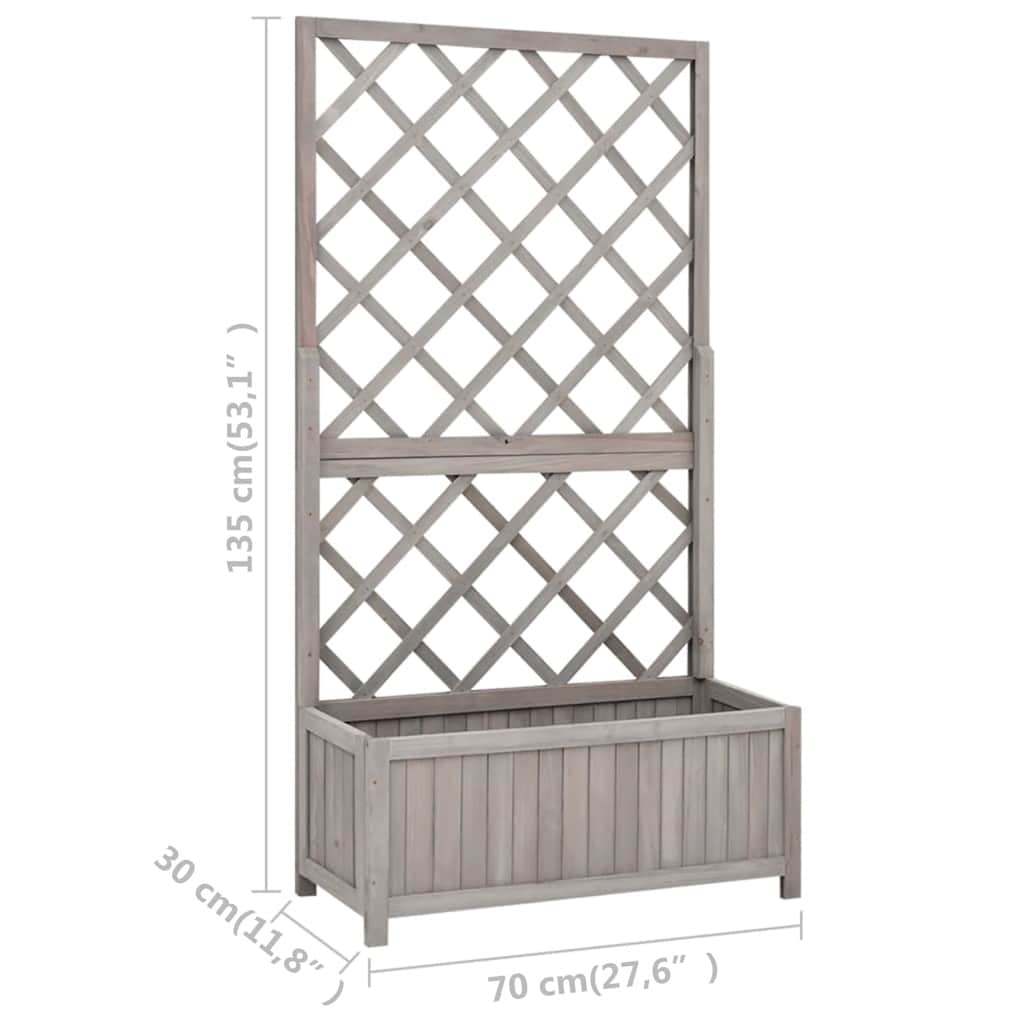 Garden Trellis Planter Grey 70x30x135 cm Solid Firwood