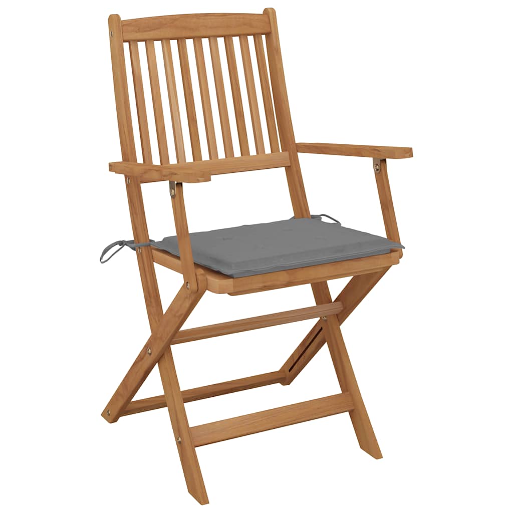 Folding Chairs 6 pcs with Cushions Solid Acacia Wood