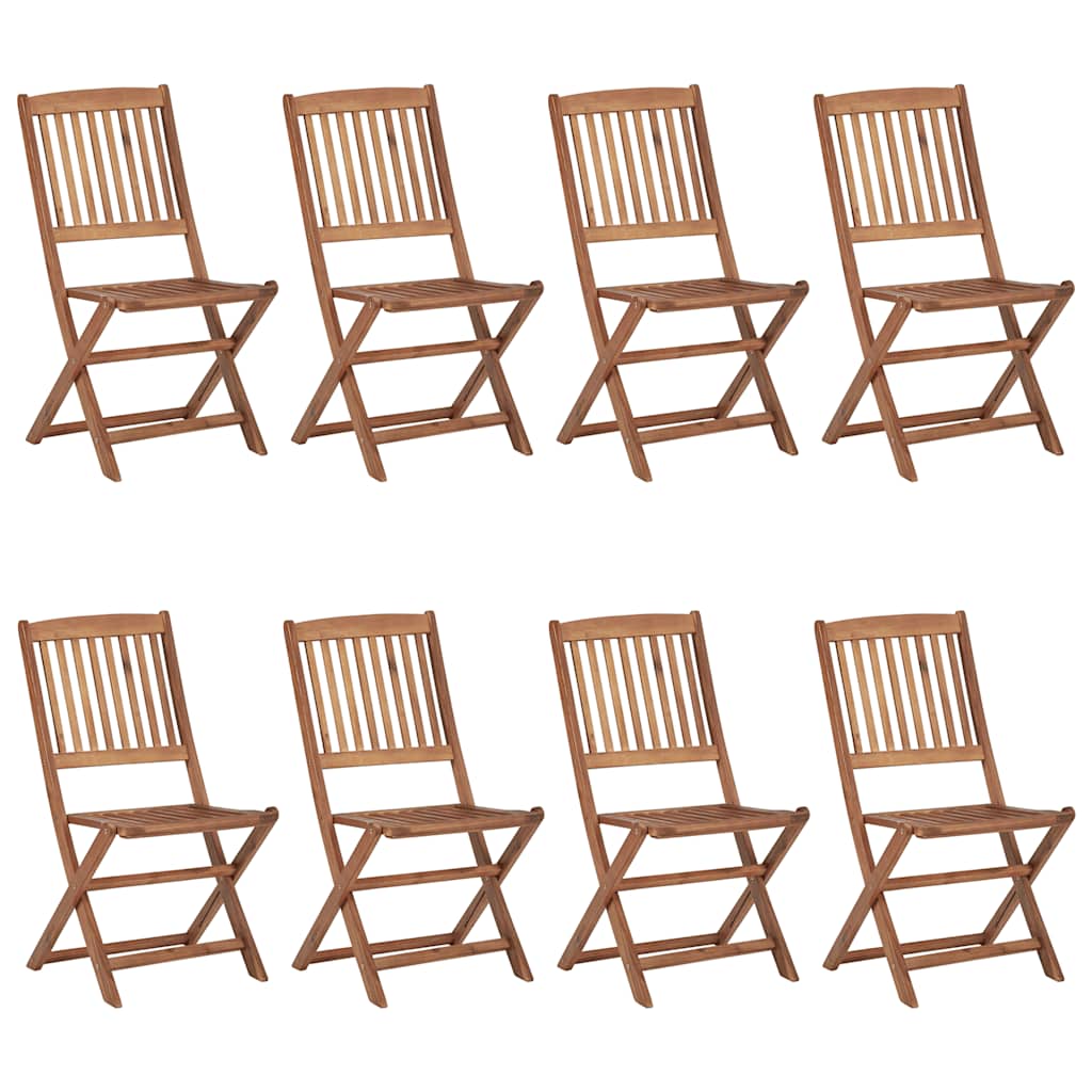 Folding Chairs 8 pcs with Cushions Solid Acacia Wood