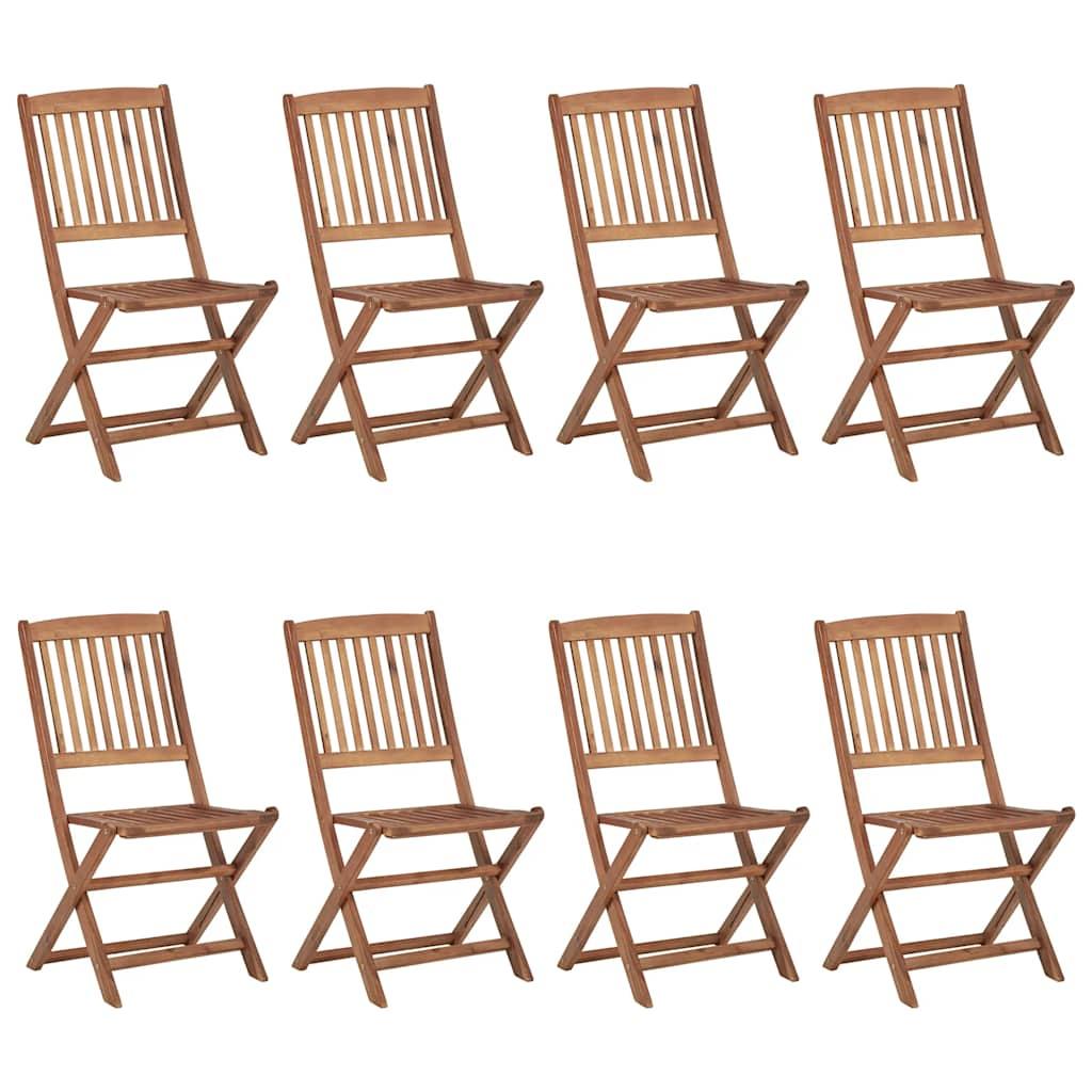 Folding Garden Chairs 8 pcs with Cushions Solid Acacia Wood