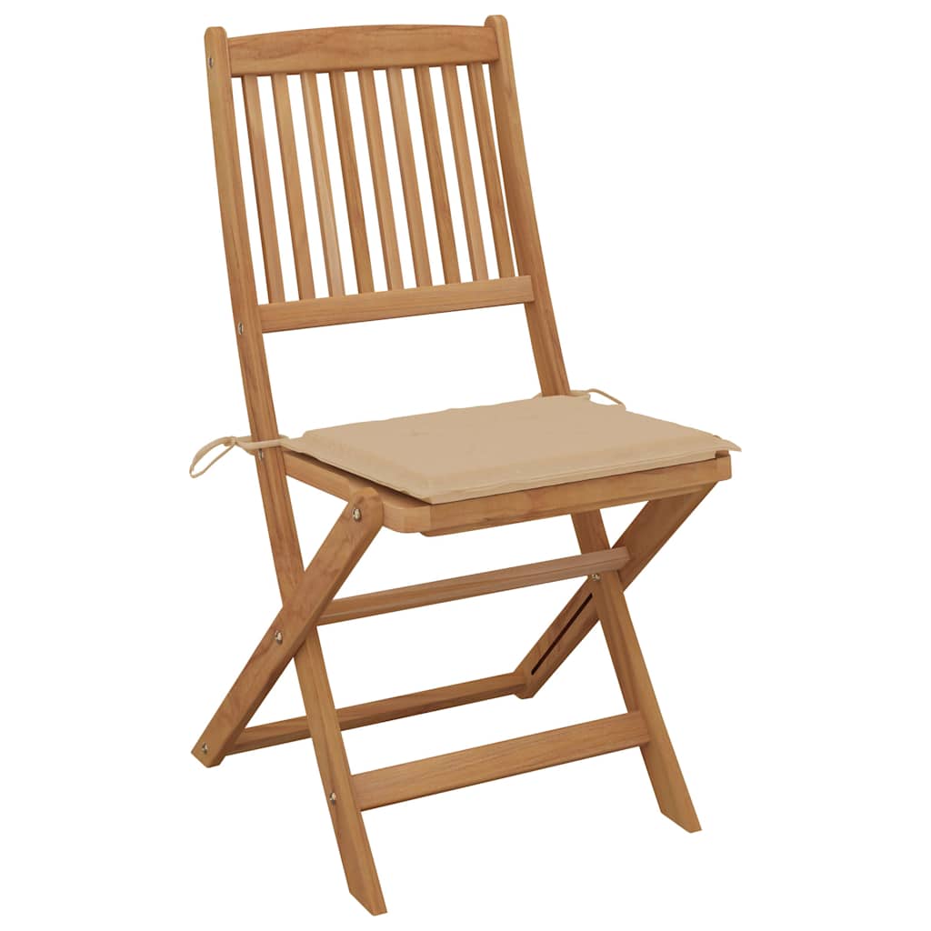 Folding Chairs 8 pcs with Cushions Solid Acacia Wood