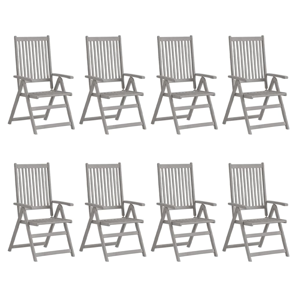 Garden Reclining Chairs 8 pcs Grey Solid Wood Acacia