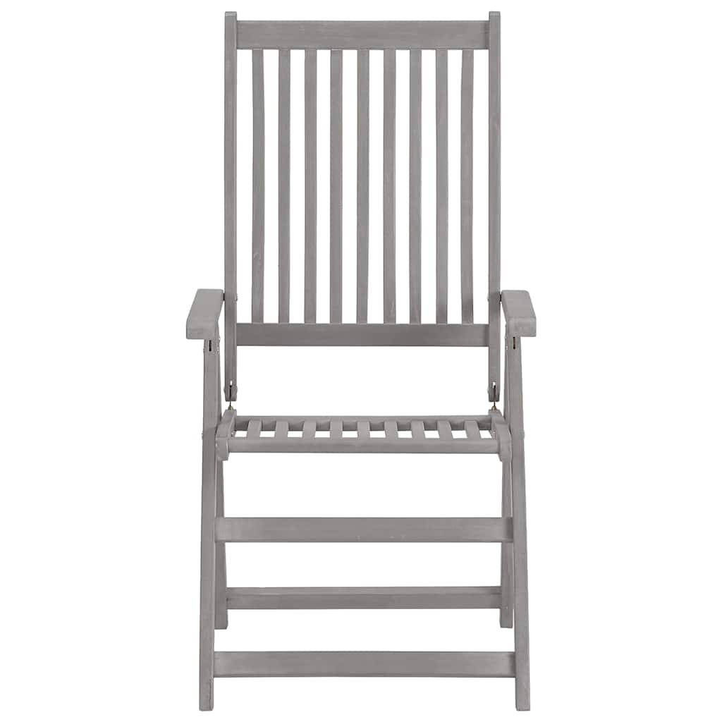 Garden Reclining Chairs with Cushions 8 pcs Grey Solid Wood Acacia