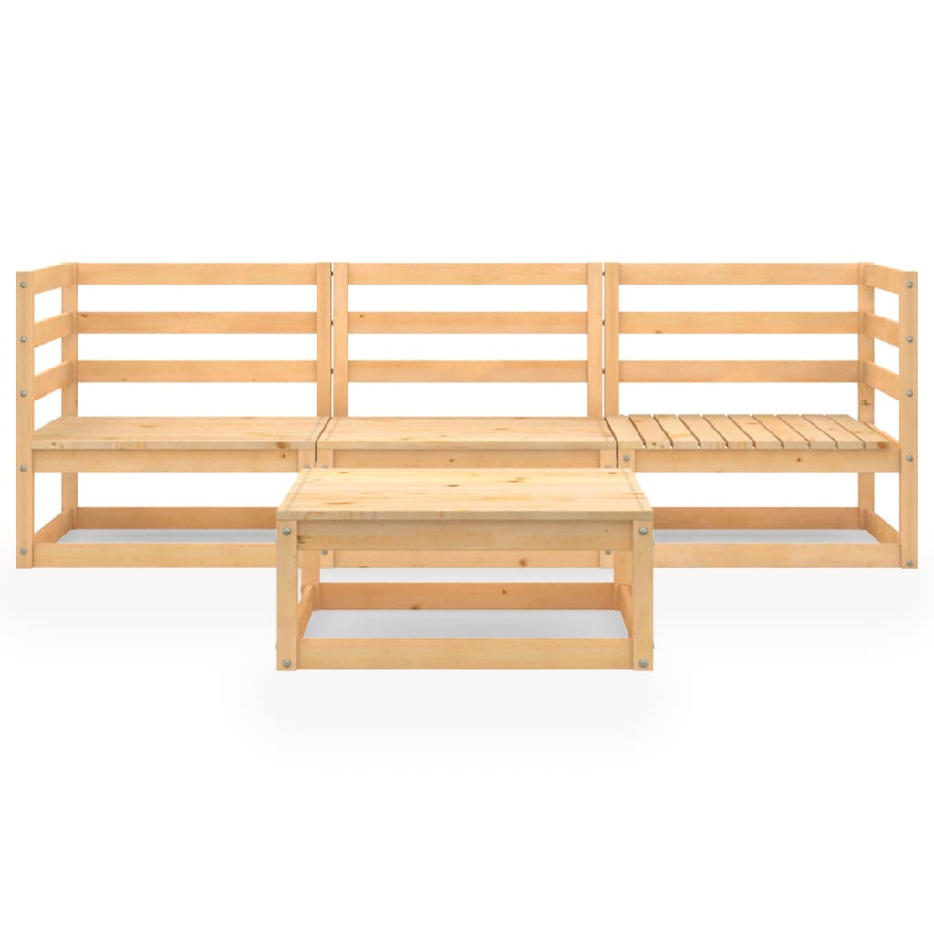4 Piece Garden Lounge Set Solid Pinewood
